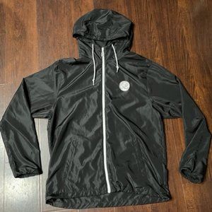 Jacks Surf Shop Windbreaker Hoodie Zip-Up Black Jacket Large
